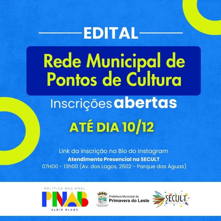 Prazo para inscrio no edital Cultura Viva para Pontos de Cultura encerra na tera-feira (10)