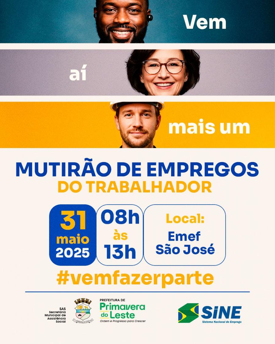 Imagem de Capa: Mutiro do Trabalhador oferece vagas de emprego, servios gratuitos e atividades para toda a famlia