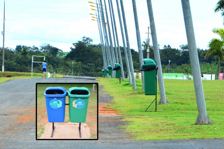 Lago municipal agora tem lixeiras  