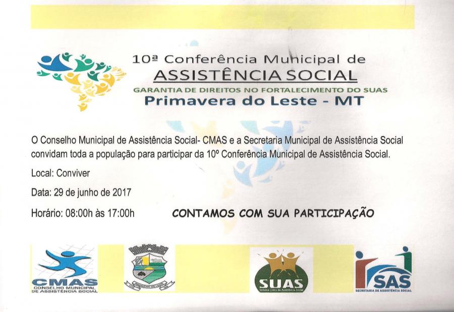 10 Conferncia Municipal de Assistncia Social vai ouvir a populao 