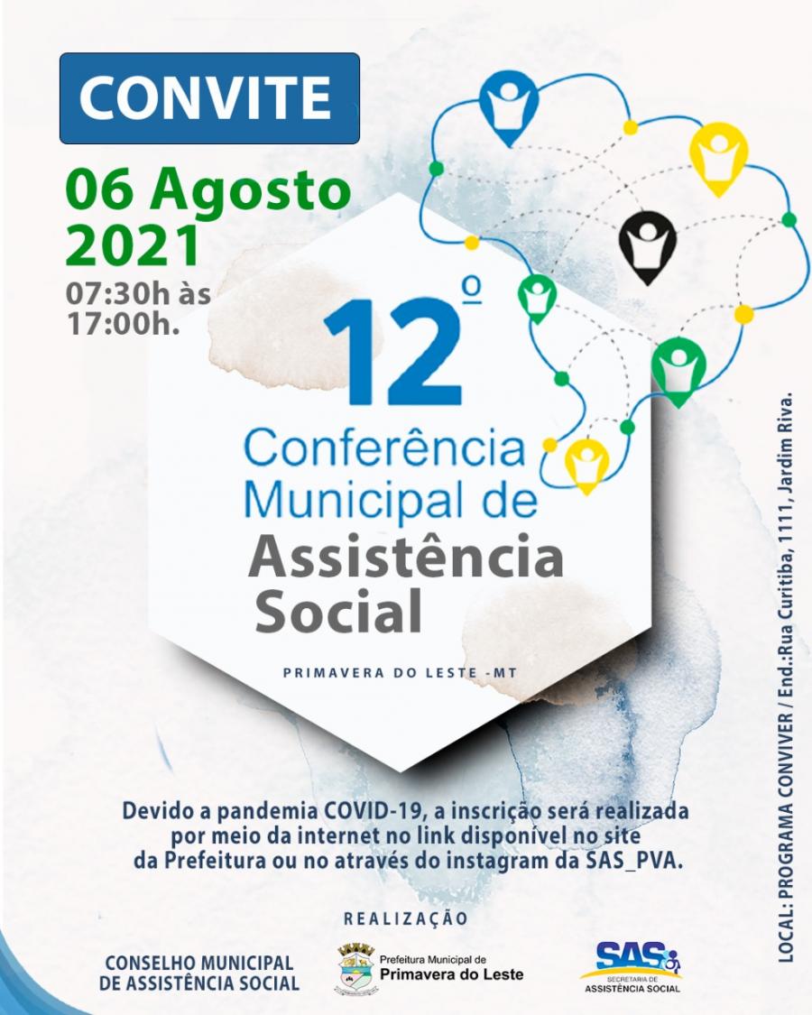 12 Conferncia Municipal de Assistncia Social ser em agosto