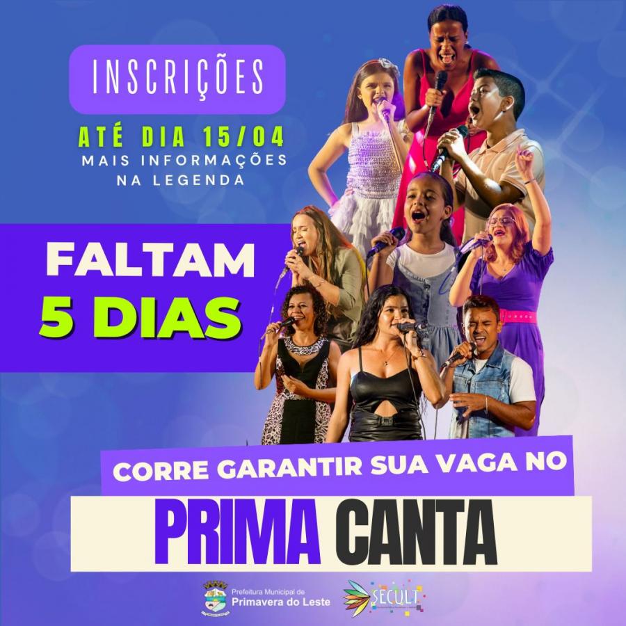 Inscries para o Festival Prima Canta 2024 vo at dia 15 de abril